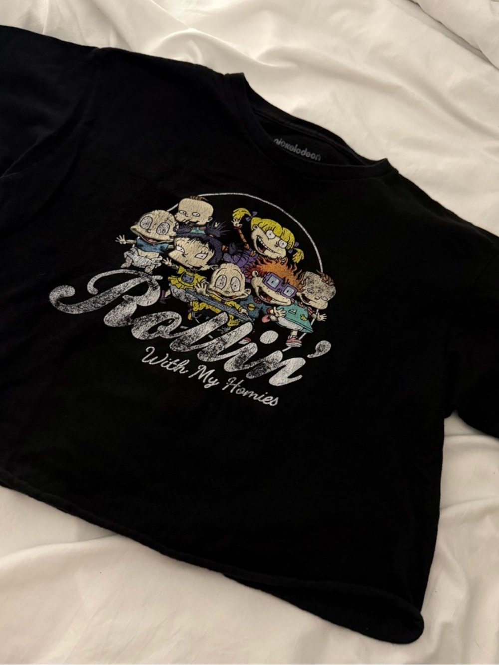 Nickelodeon Black Rugrats Graphic Tee with Multicolor Print